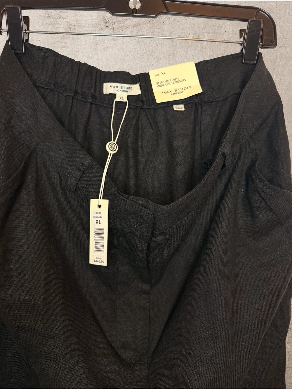 NWT Max Studio London Black Linen Wide Leg Trouser High Rise XL - Picture 7 of 8